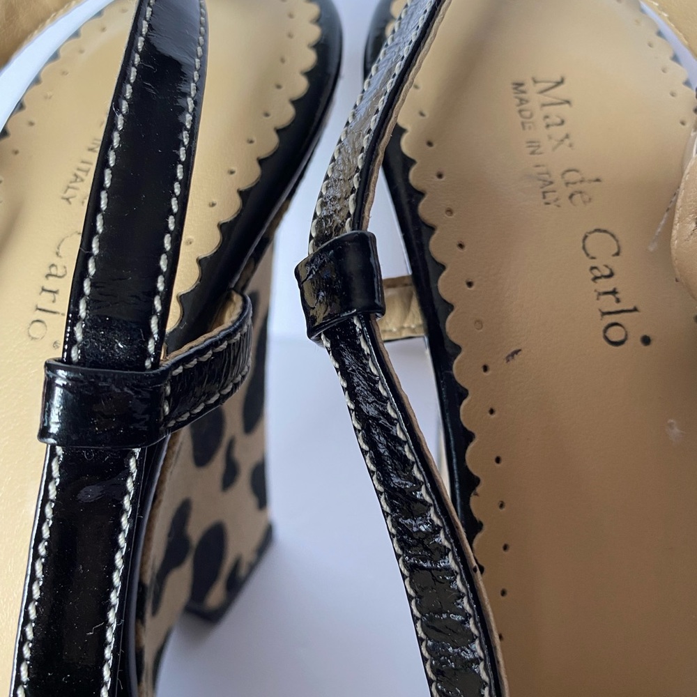 Max de Carlo size 7 1/2 wedge leather leopard - Picture 3 of 9